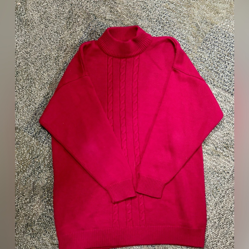 Vintage 80’s OHI Bright Pink Magenta Long Tunic Sweater. Used Condition